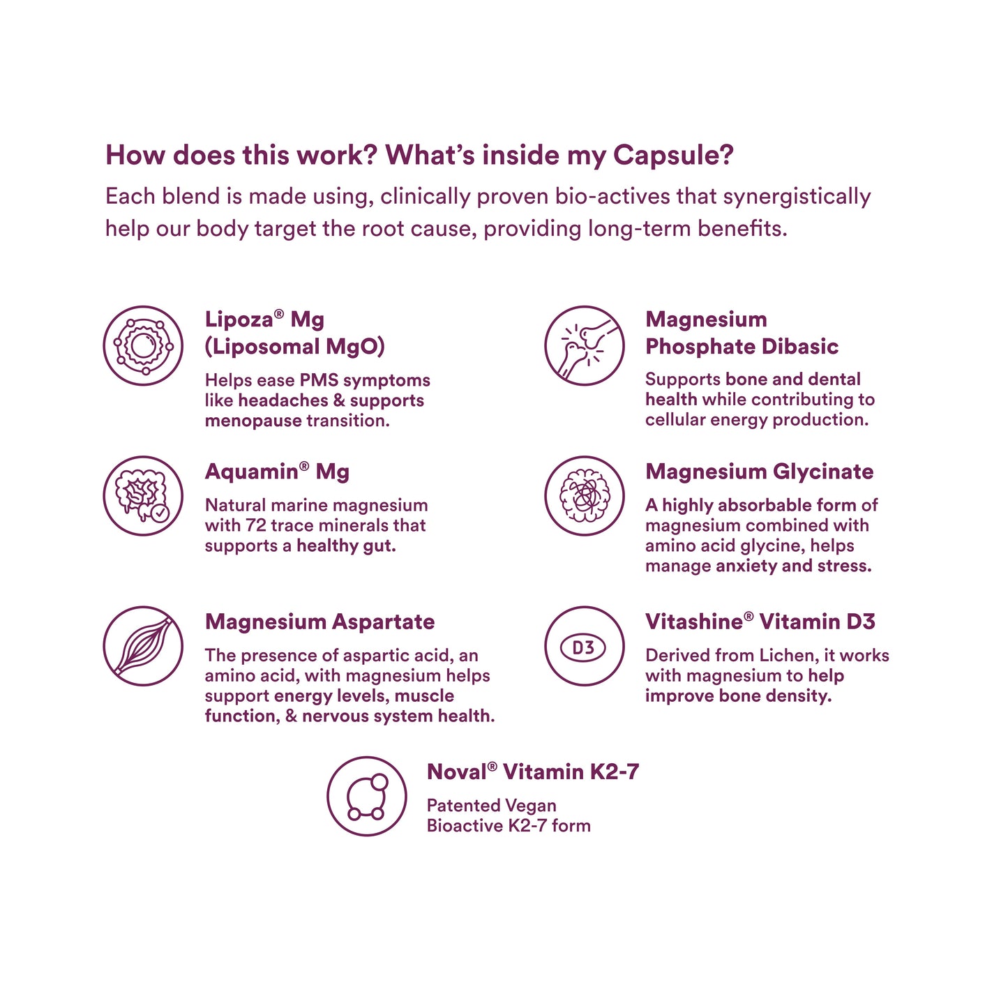 Origins Nutra Magnesium + D3 + K2-7 for Women | Supports Bone Health, Hormonal Balance, and Migraine Relief | Eases Leg Cramps | Five Magnesium Salts, Noval Vitamin K2-7, Vitashine D3 | GMP Certified | 56 Veg Capsules (Pack of 1)