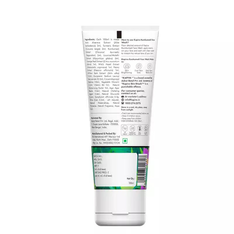 Kapiva Skin Rituals Kumkumadi Glow Face Wash (100 Ml) | Kapiva at Broadway
