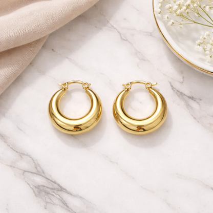 18kt Gold Plated U Shaped Chunky Hoop Earrings, Ballerina