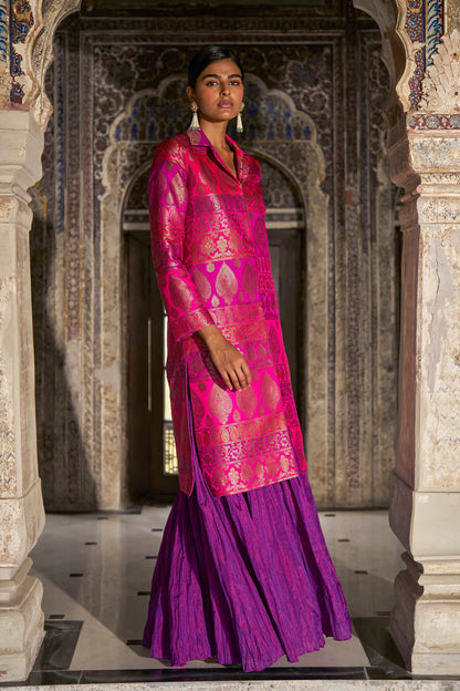 CRUSHED CRINKLE MAXI SKIRT-dual-tone