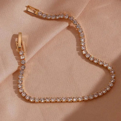 14 KT Gold Plated Rhinestone Tennis Bracelet, Aurora