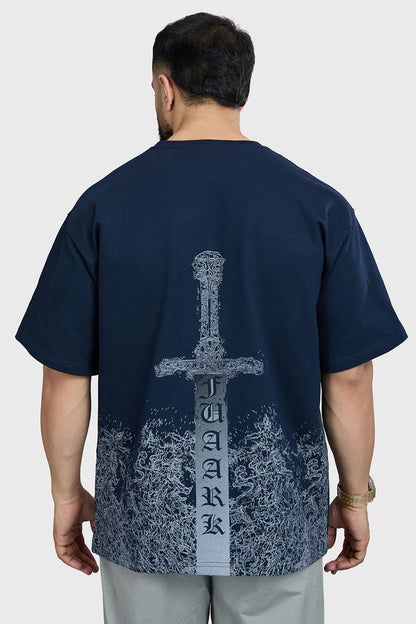 Sword Oversized T-Shirt Navy | Fuaark at Broadway