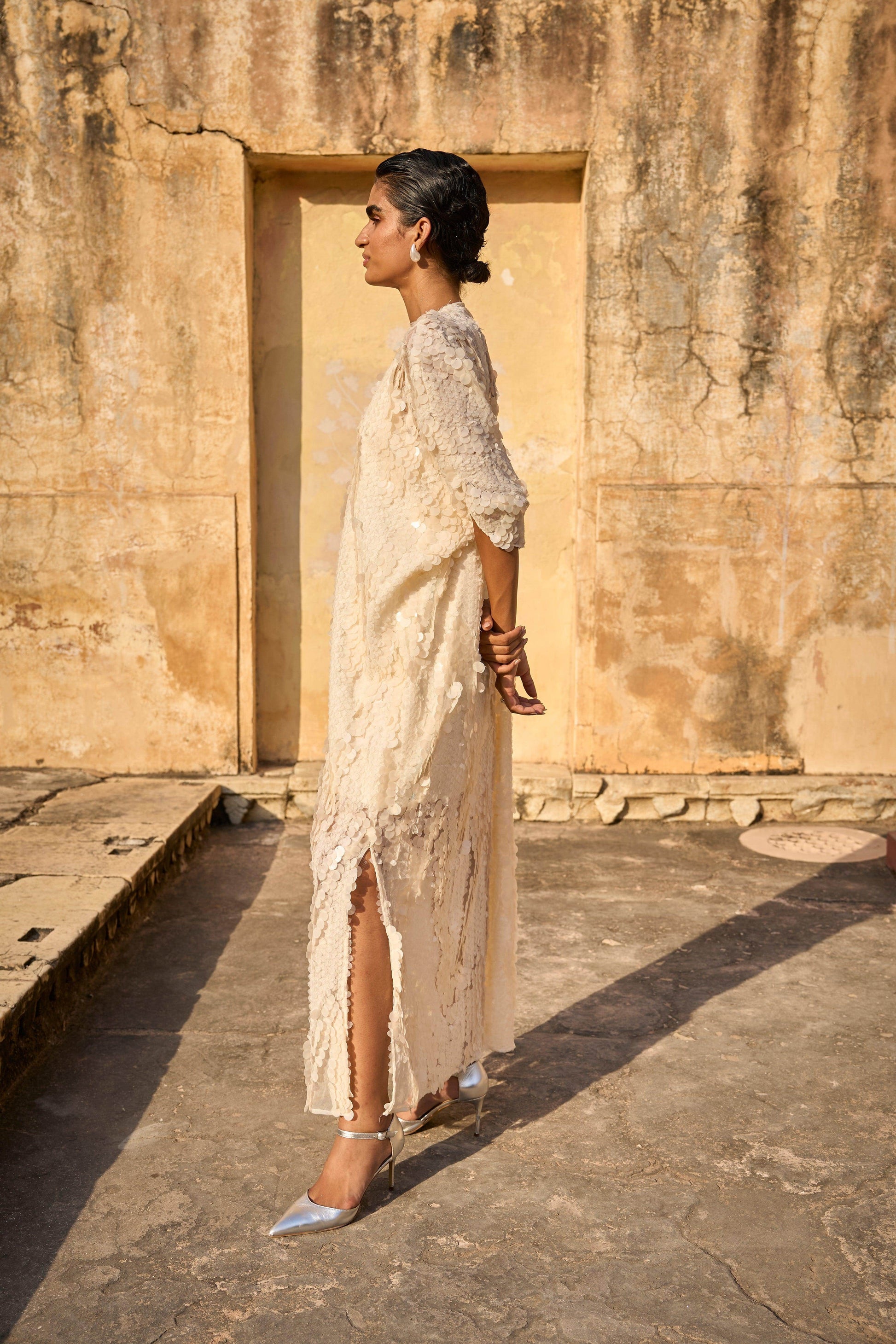 IVORY PAILLETTE KAFTAN DRESS | Dash and Dot at Broadway
