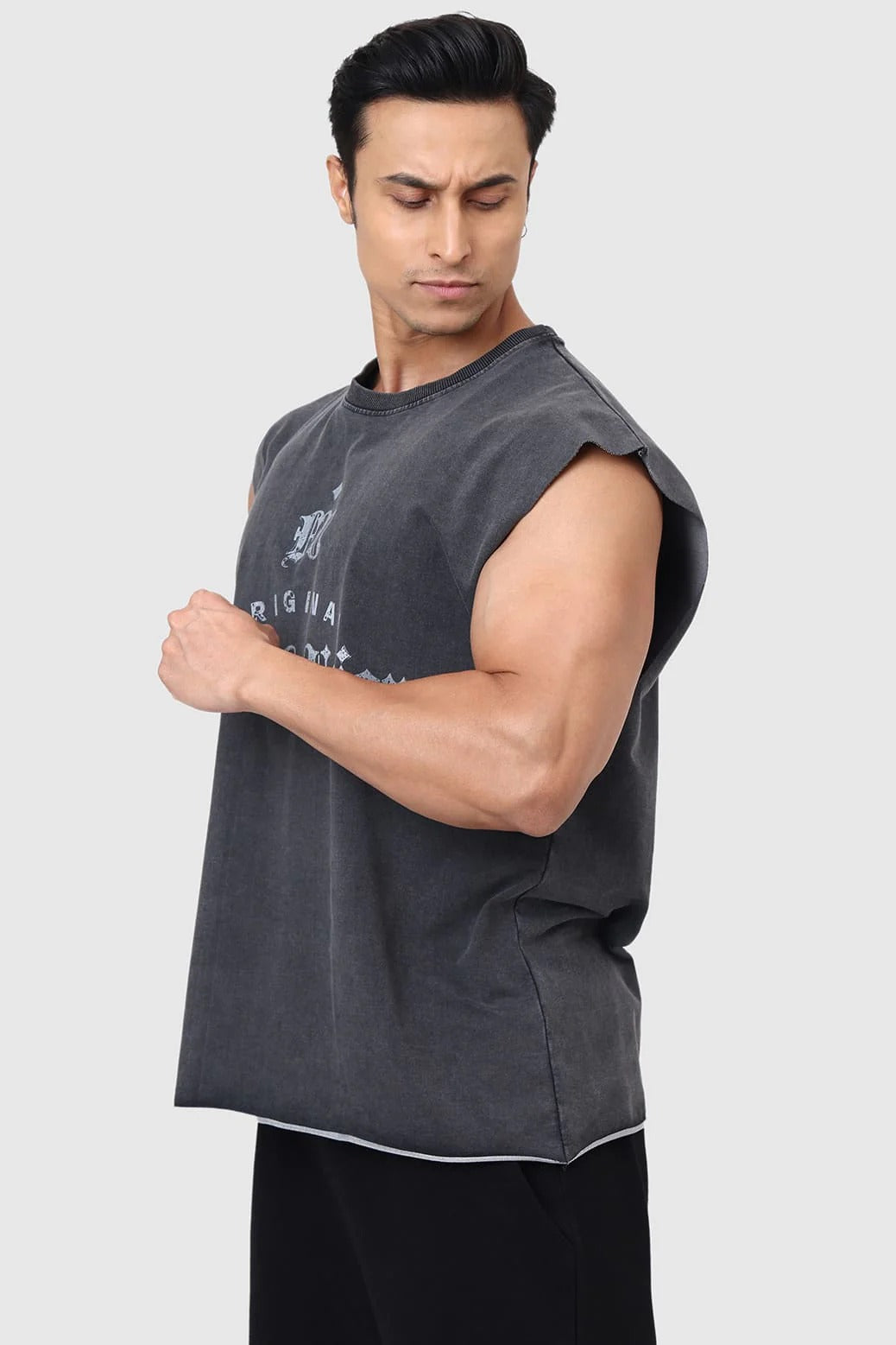 Shadow Washed Capsleeves Tank Dark Grey | Fuaark at Broadway