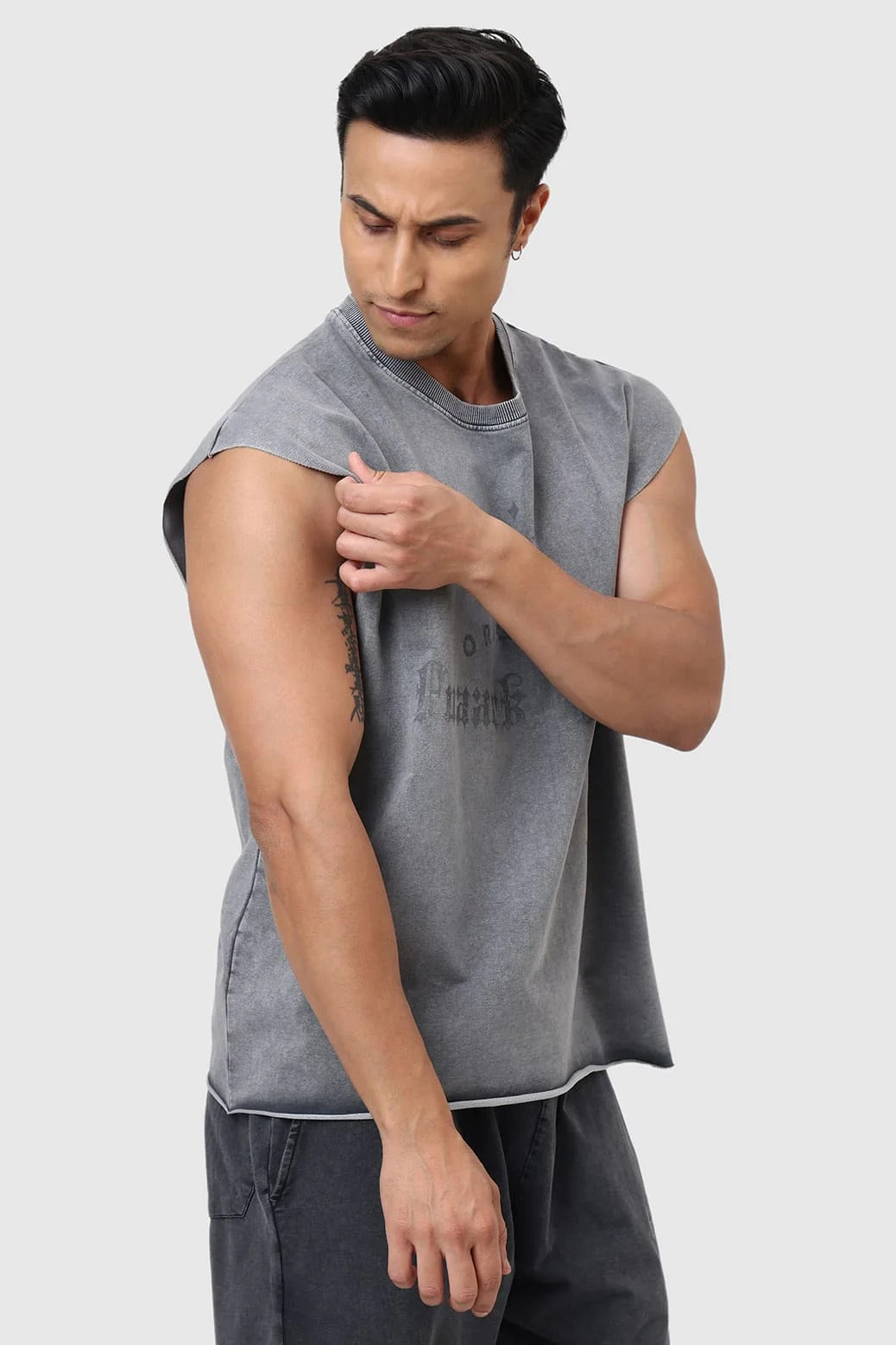 Shadow Washed Capsleeves Tank Light Grey | Fuaark at Broadway