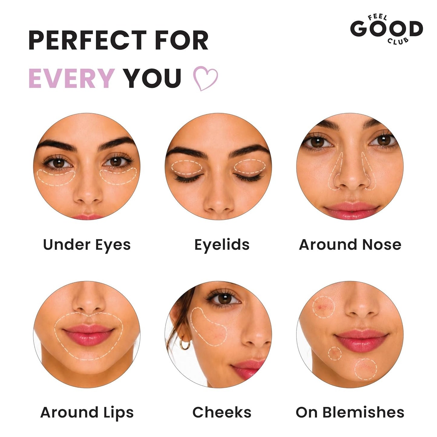 Feel Good Club Set Of 6 Finger Puffs With A Storage Case Mini Makeup Cushion Blender Sponges