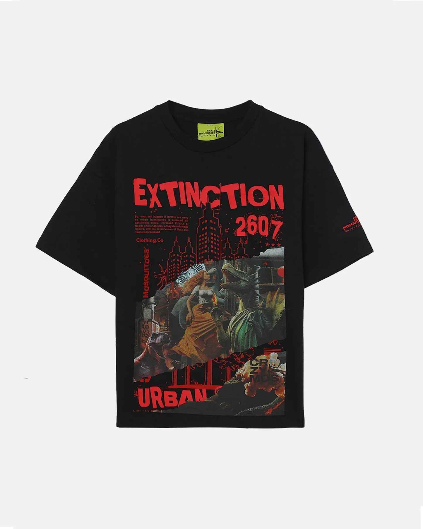 Extinction Drop Shoulder Terry T-Shirt in Black