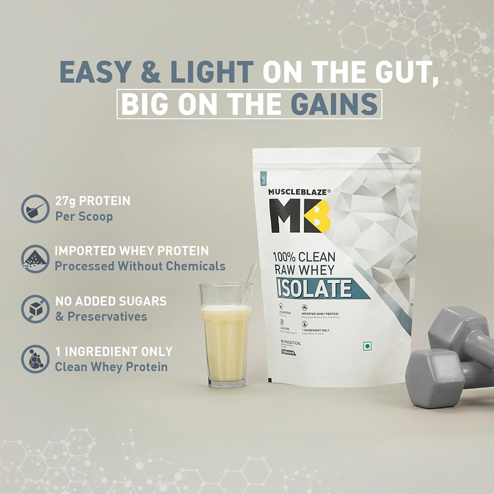 MuscleBlaze 100% Clean Raw Whey Protein Isolate Unflavoured | MuscleBlaze at Broadway