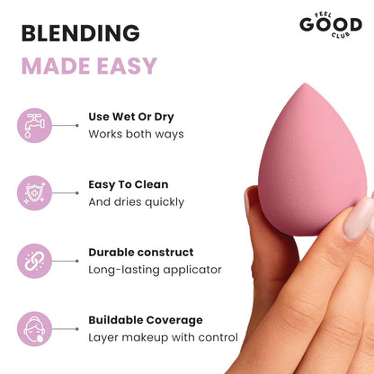 Feel Good Club Classic Makeup Blender Super Soft Beauty Sponge Puff (Colour & Shape May Vary)