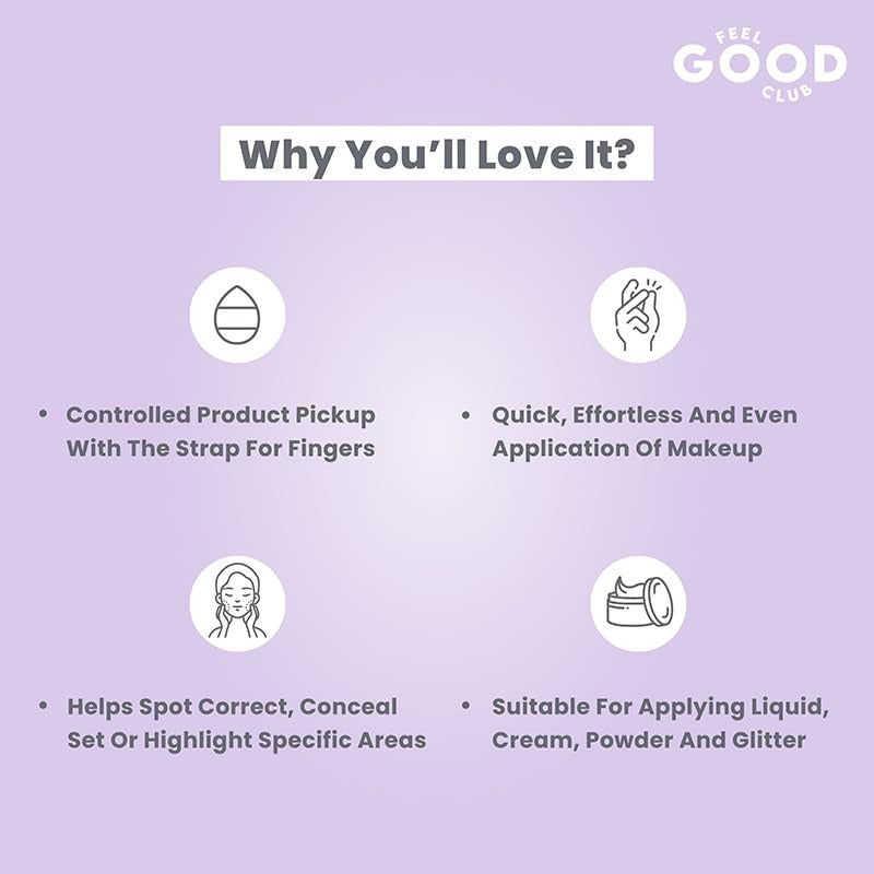 Feel Good Club Mini Makeup Puffs - Pack Of 2 Finger Sized Cushion Applicator Beauty Blender Sponges
