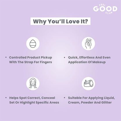 Feel Good Club Mini Makeup Puffs - Pack Of 2 Finger Sized Cushion Applicator Beauty Blender Sponges