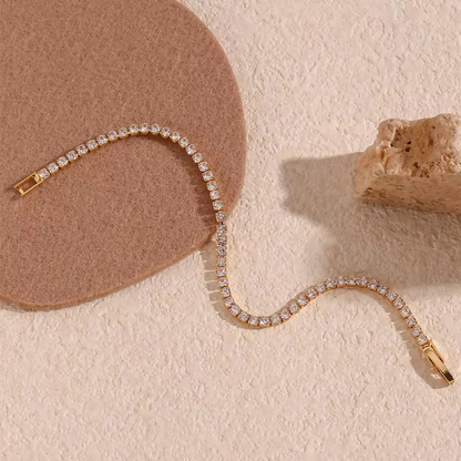 14 KT Gold Plated Rhinestone Tennis Bracelet, Aurora