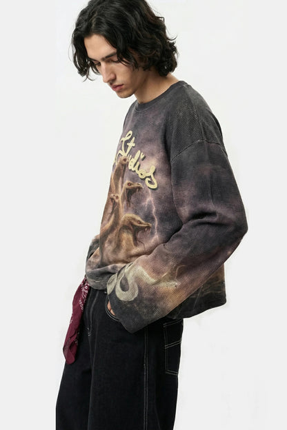 Stormbound Lilac Full Sleeve Waffle Tee