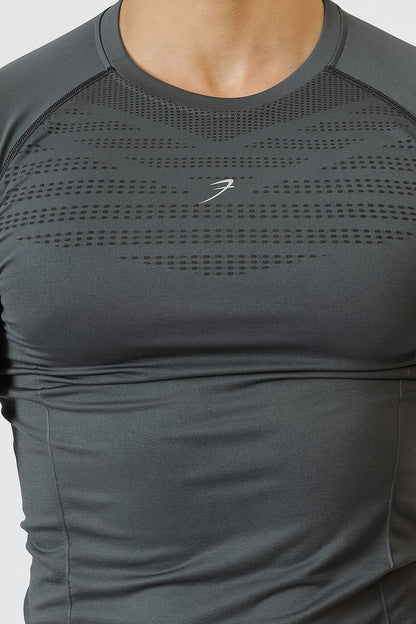 Power Seamless T-shirt Grey/Logo | Fuaark at Broadway