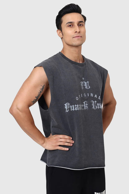 Shadow Washed Capsleeves Tank Dark Grey | Fuaark at Broadway
