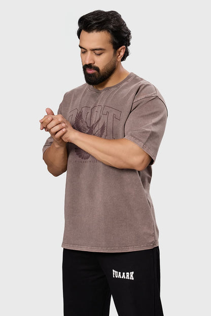 Shadow Washed Oversized T-Shirt Brown | Fuaark at Broadway