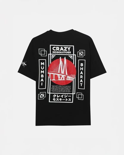 Mumbai Terry Drop Shoulder T-Shirt in Black
