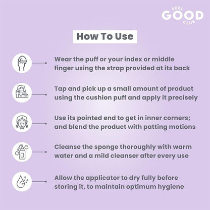 Feel Good Club Mini Makeup Puffs - Pack Of 2 Finger Sized Cushion Applicator Beauty Blender Sponges