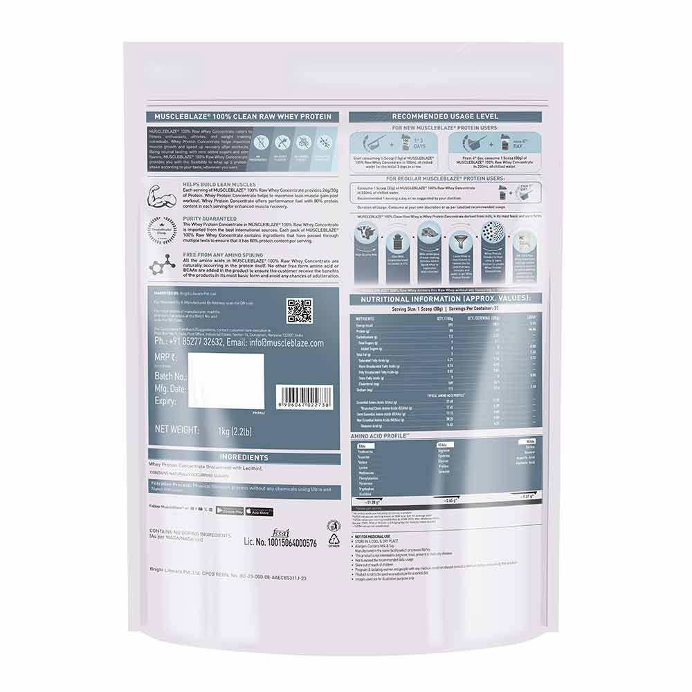 MuscleBlaze 100% Clean Raw Whey Protein Concentrate | MuscleBlaze at Broadway
