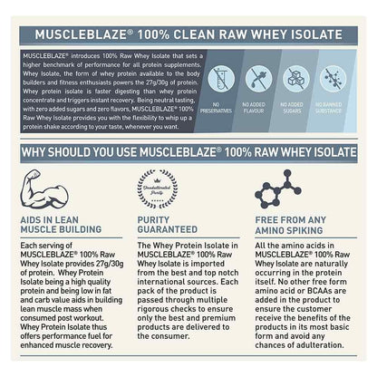MuscleBlaze 100% Clean Raw Whey Protein Isolate Unflavoured | MuscleBlaze at Broadway