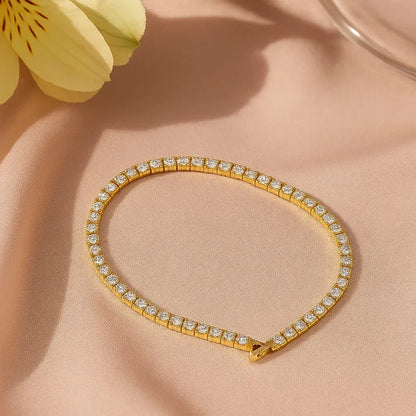 14 KT Gold Plated Rhinestone Tennis Bracelet, Aurora