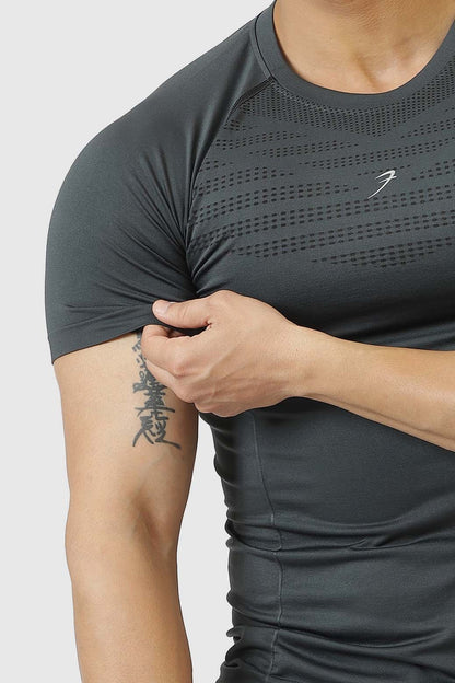 Power Seamless T-shirt Grey/Logo | Fuaark at Broadway