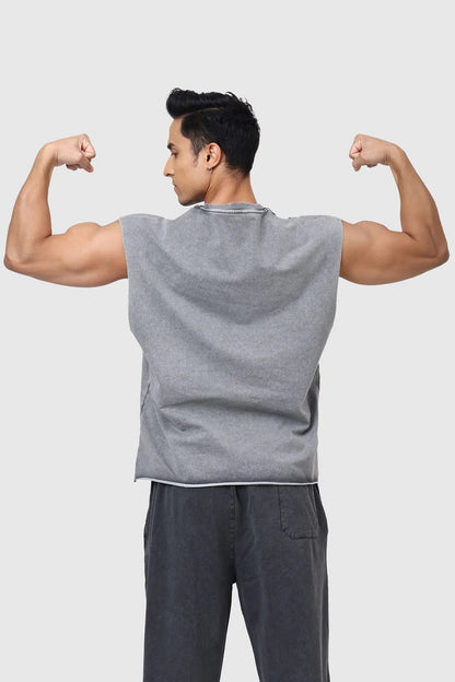 Shadow Washed Capsleeves Tank Light Grey | Fuaark at Broadway