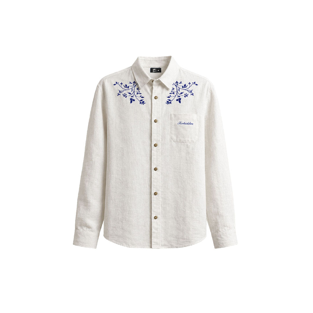 Indigo Bloom Full Sleeve Linen Shirt