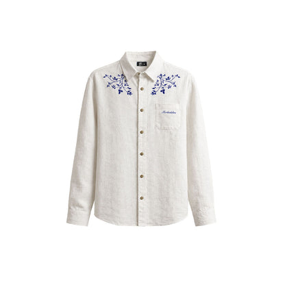 Indigo Bloom Full Sleeve Linen Shirt