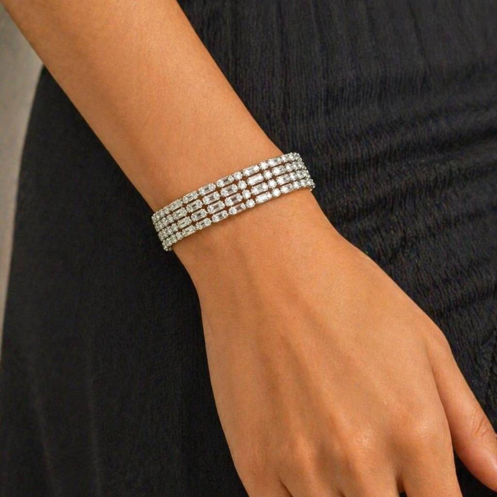 Luxurious Baguette & Round Crystal Tennis Bracelet, Isolde