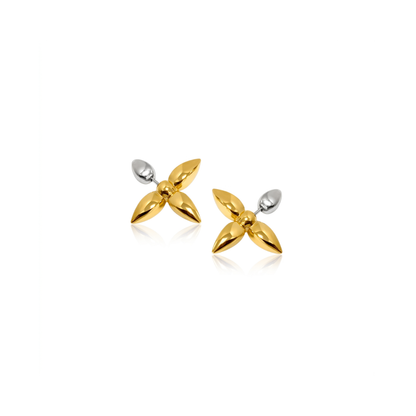 18KT Gold Plated Two Tone Metallic Petal Drop Earrings, Orla