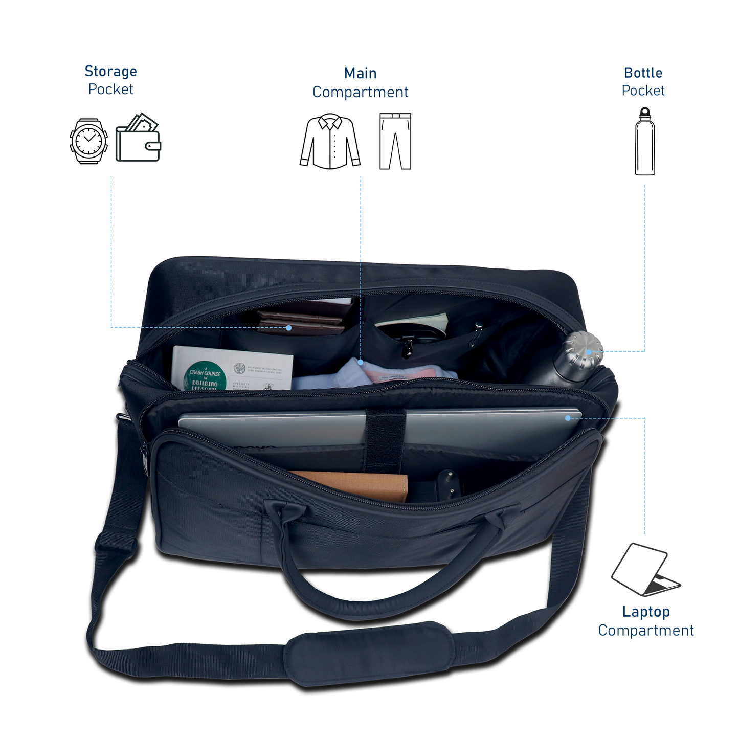 Carriall Black Tech Duffle bag With 15.6 Laptop Compartment