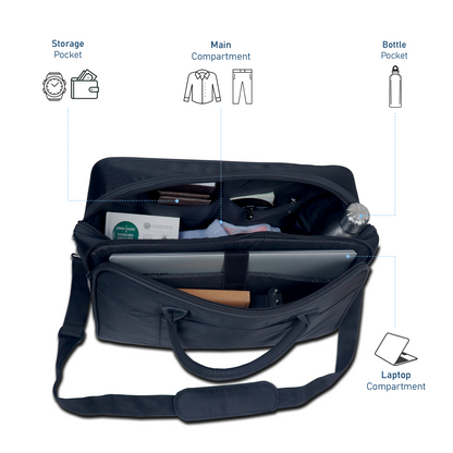 Carriall Black Tech Duffle bag With 15.6 Laptop Compartment