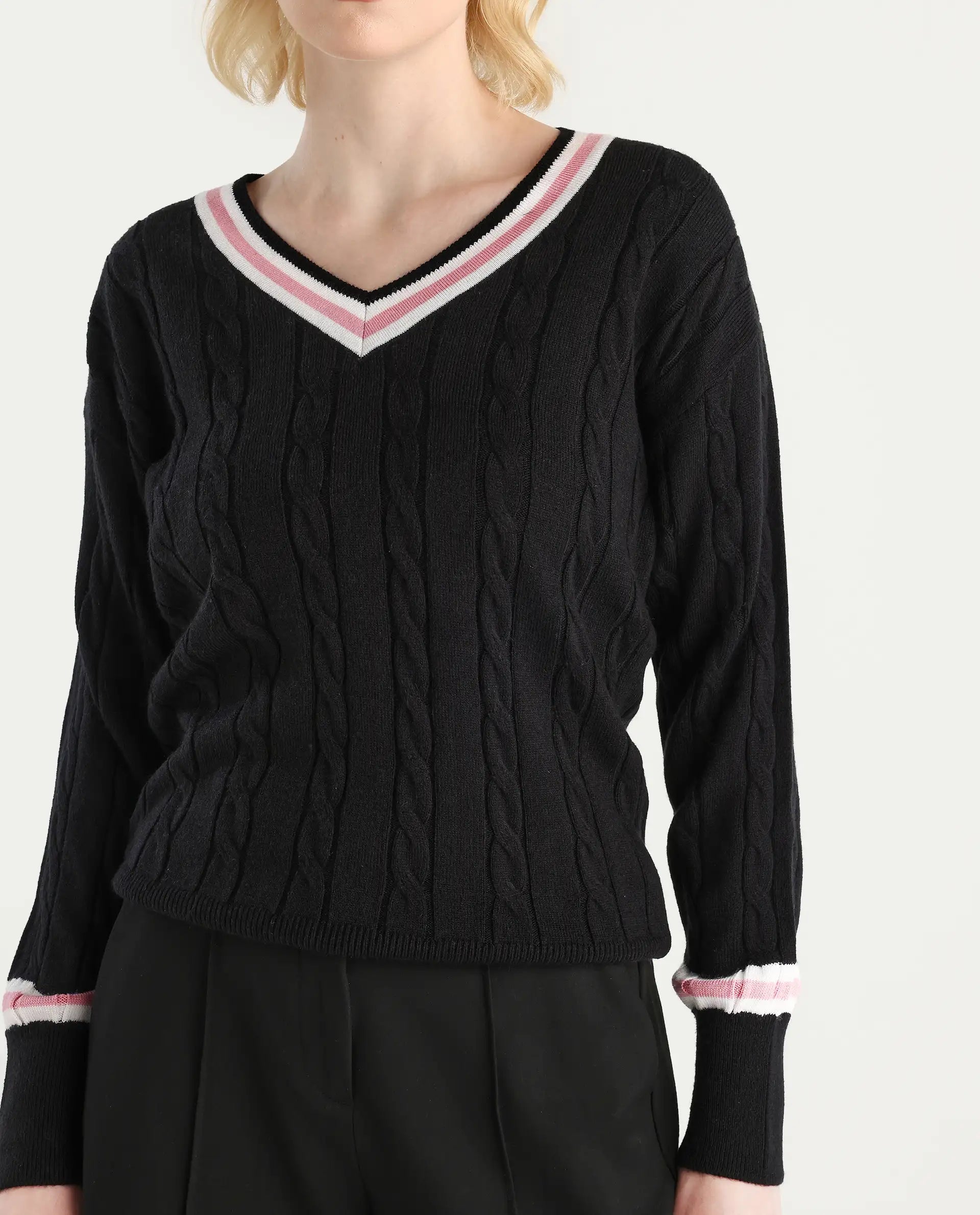 Rareism Women's Jacqi Light Multi Cotton Plain Relaxed Fit Sweater | RAREISM at Broadway