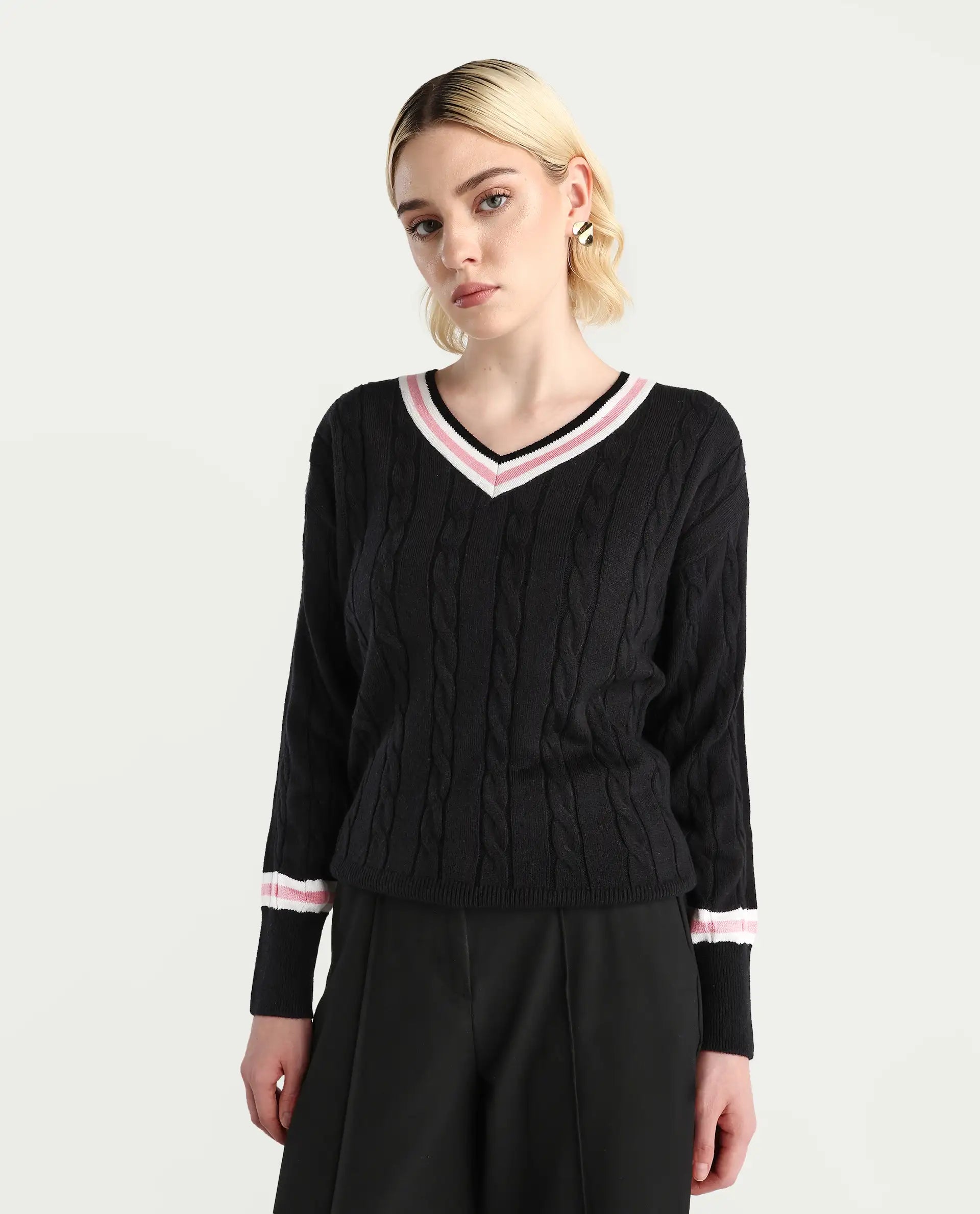 Rareism Women's Jacqi Light Multi Cotton Plain Relaxed Fit Sweater | RAREISM at Broadway