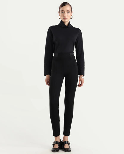 Rareism Women's Jancuro Black Nylon Skinny Fit Plain Trouser | RAREISM at Broadway