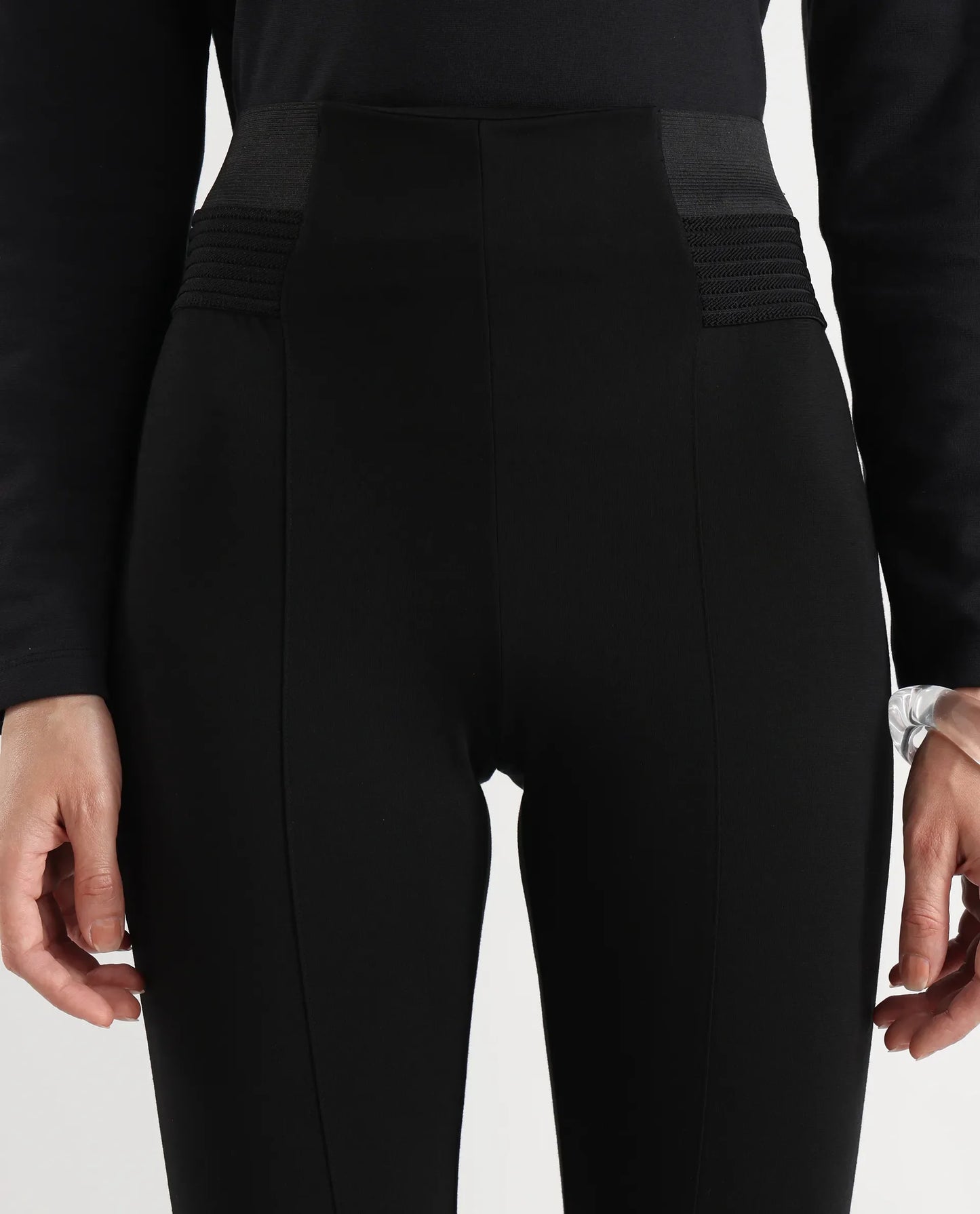 Rareism Women's Jancuro Black Nylon Skinny Fit Plain Trouser | RAREISM at Broadway