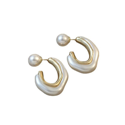 Sculpted Pearl Hoop Earrings JLT10961