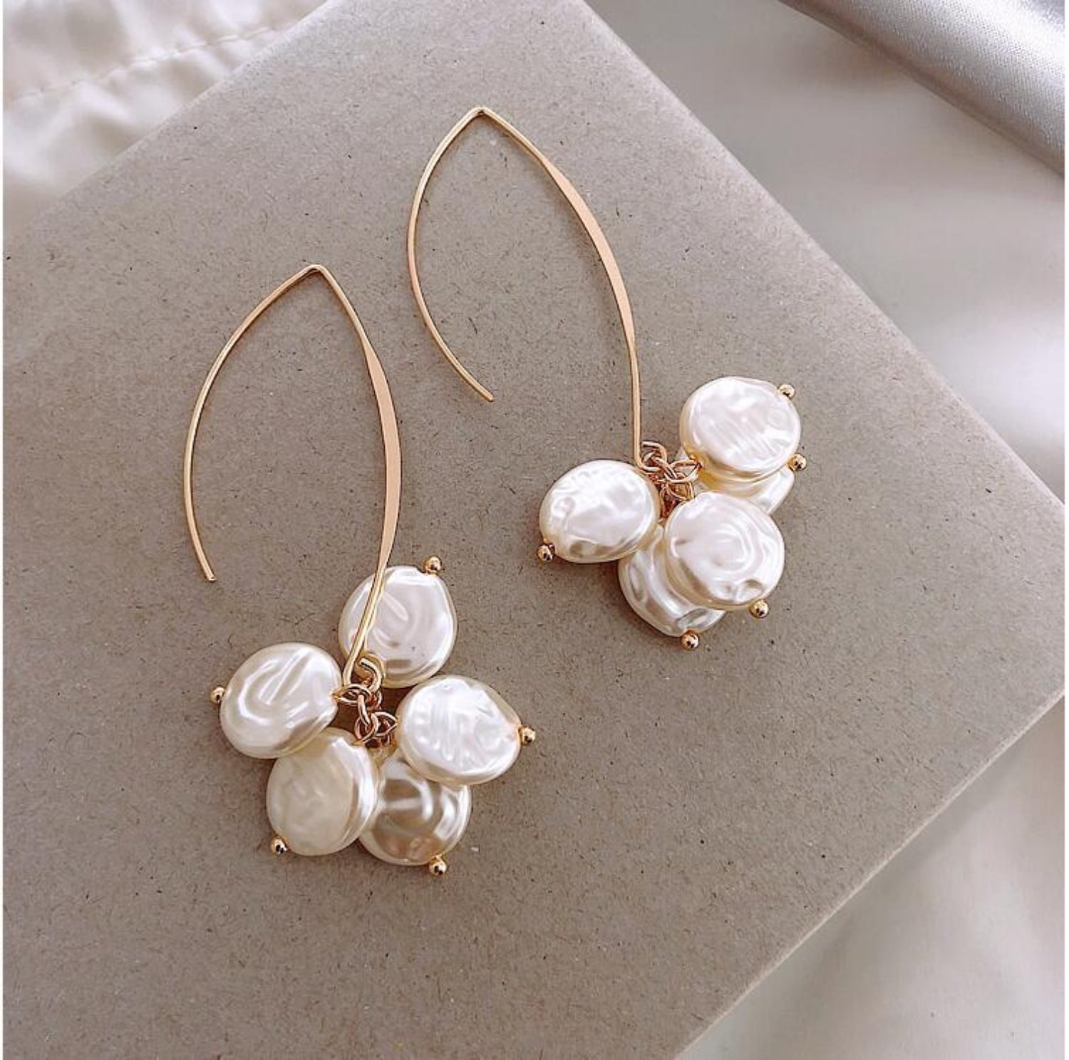 Multiple Hoop white pearl Earrings JLT11104 | Just Lil Things at Broadway