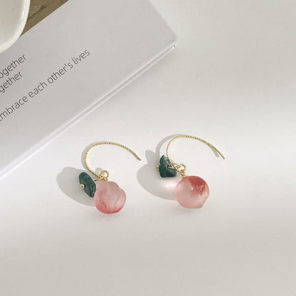 Frosted Peach and Malachite Drops Earrings  JLT11438 | Just Lil Things at Broadway