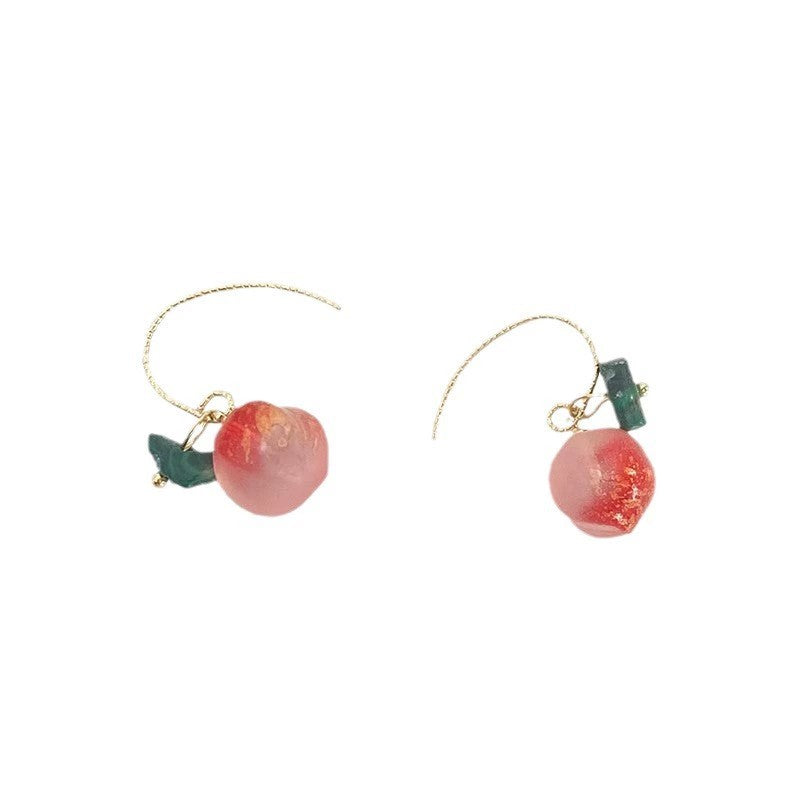 Frosted Peach and Malachite Drops Earrings  JLT11438