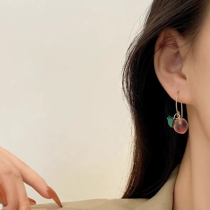 Frosted Peach and Malachite Drops Earrings  JLT11438