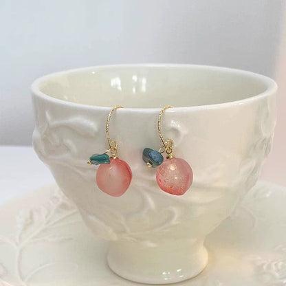 Frosted Peach and Malachite Drops Earrings  JLT11438