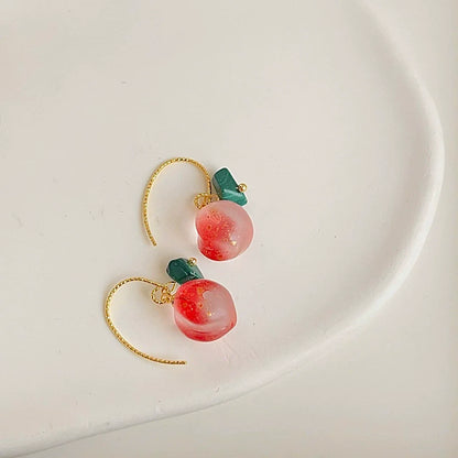 Frosted Peach and Malachite Drops Earrings  JLT11438