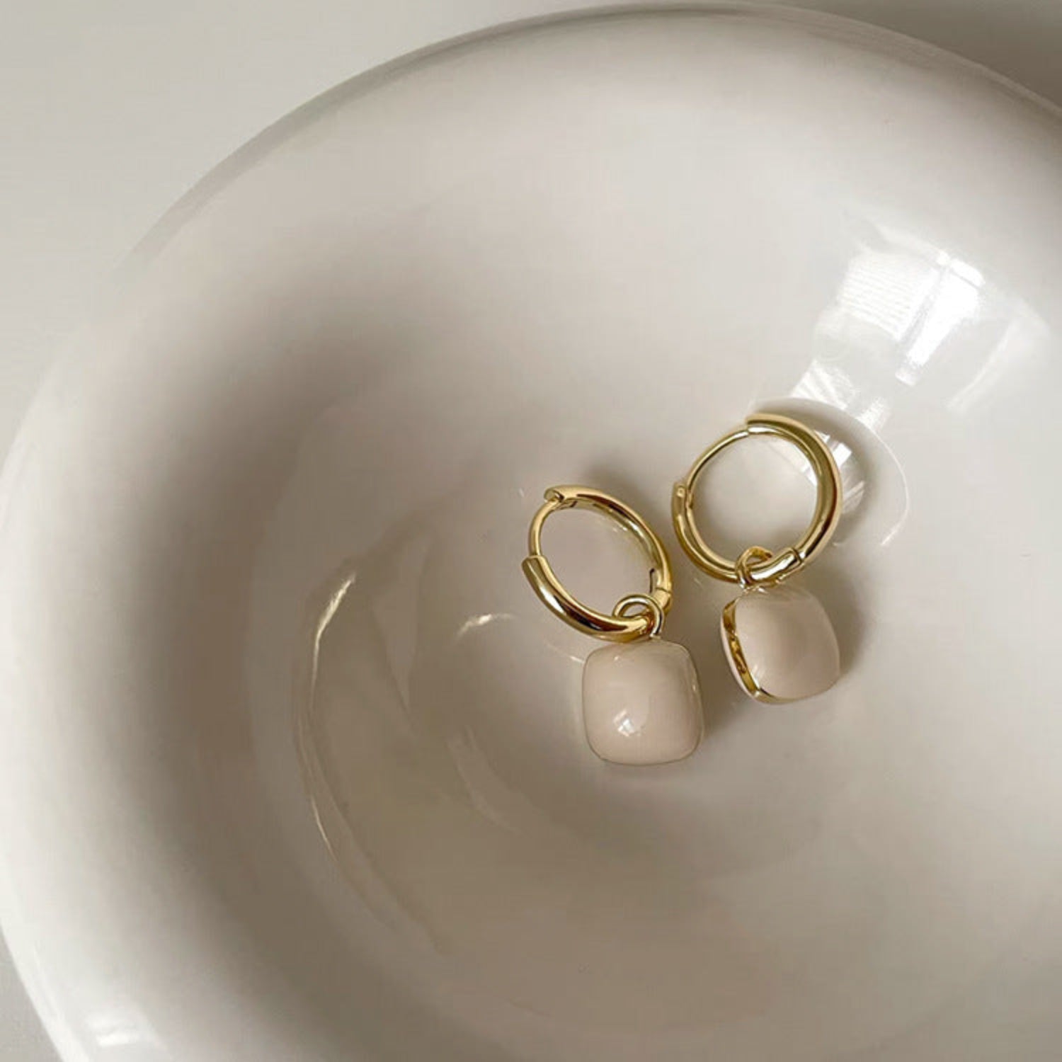 Soft White Hoop Earrings JLT11688 | Just Lil Things at Broadway