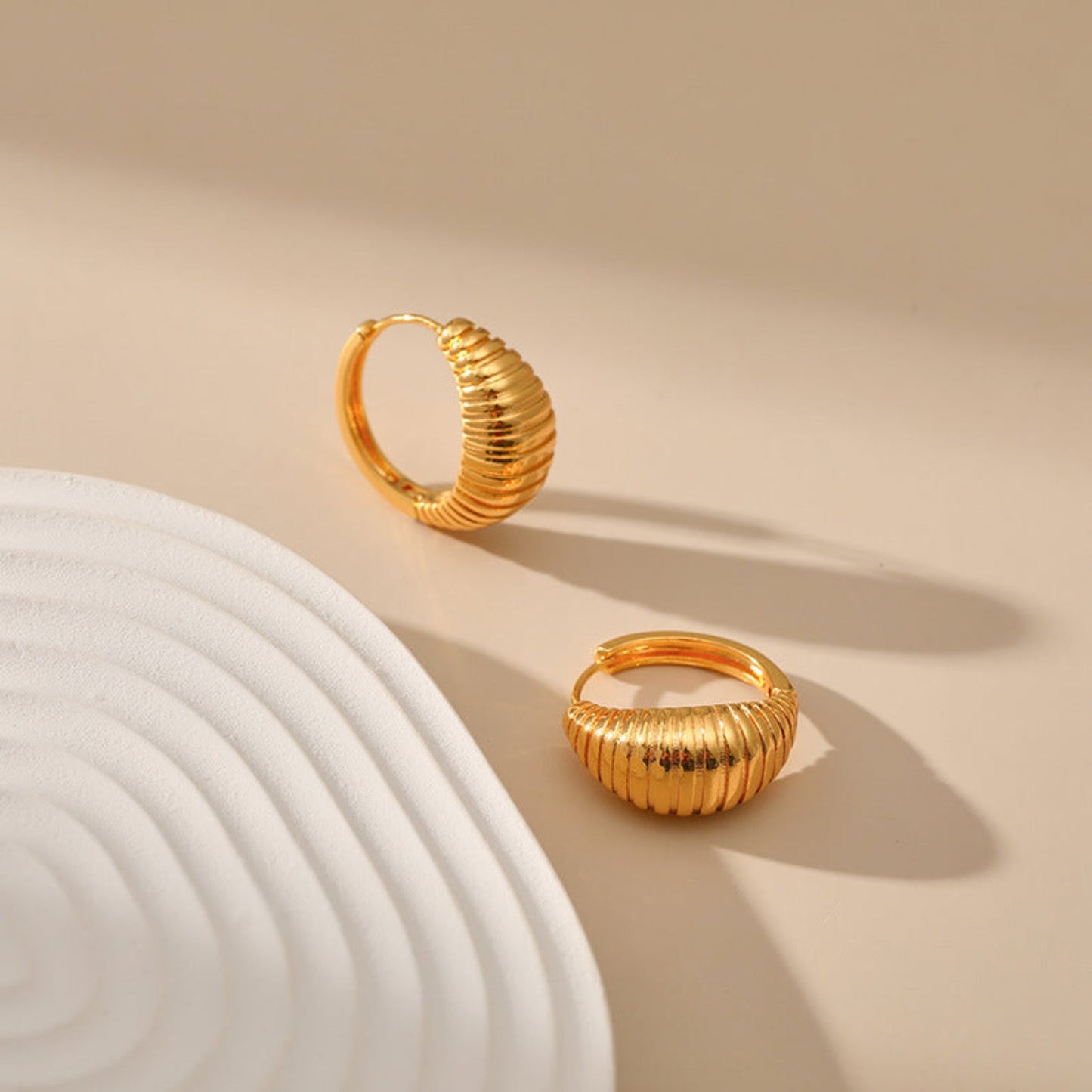 Ribbed Gold Hoop Earrings JLT11721 | Just Lil Things at Broadway