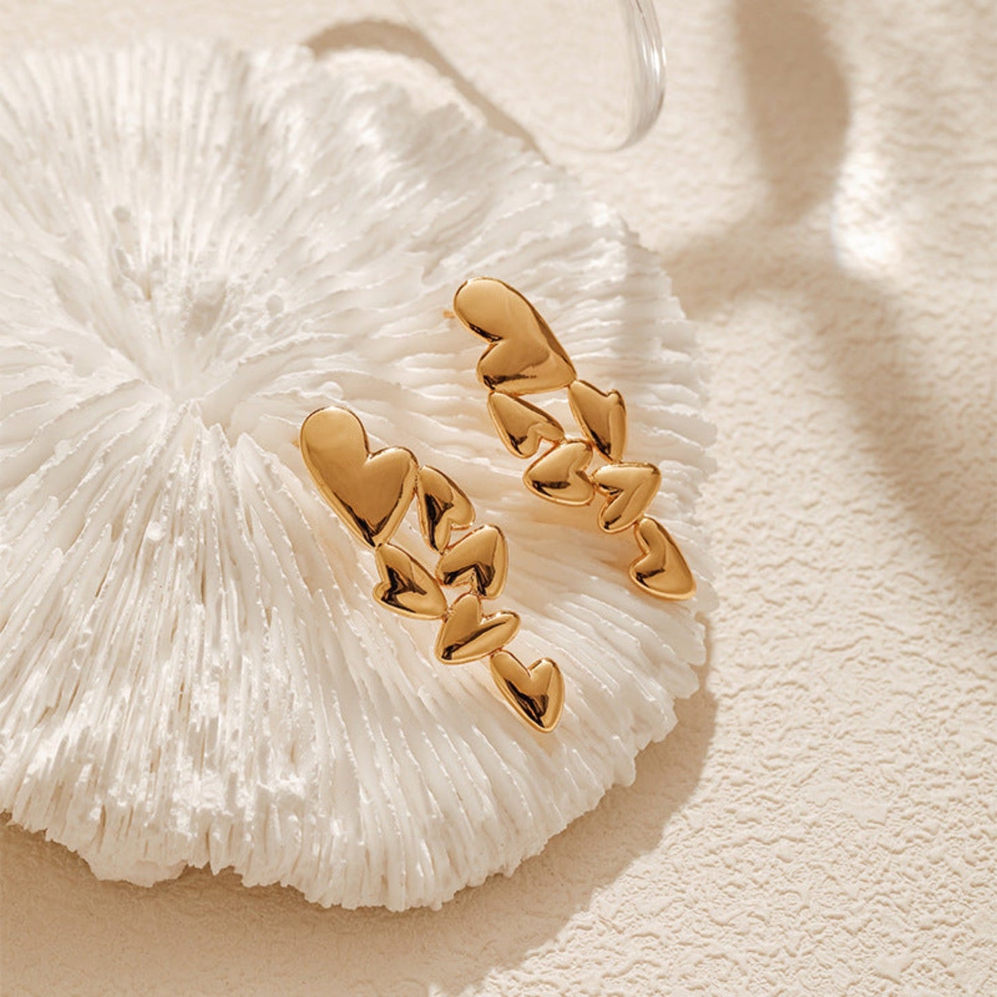 Gold Cascading Heart Stud Earrings JLT11978 | Just Lil Things at Broadway