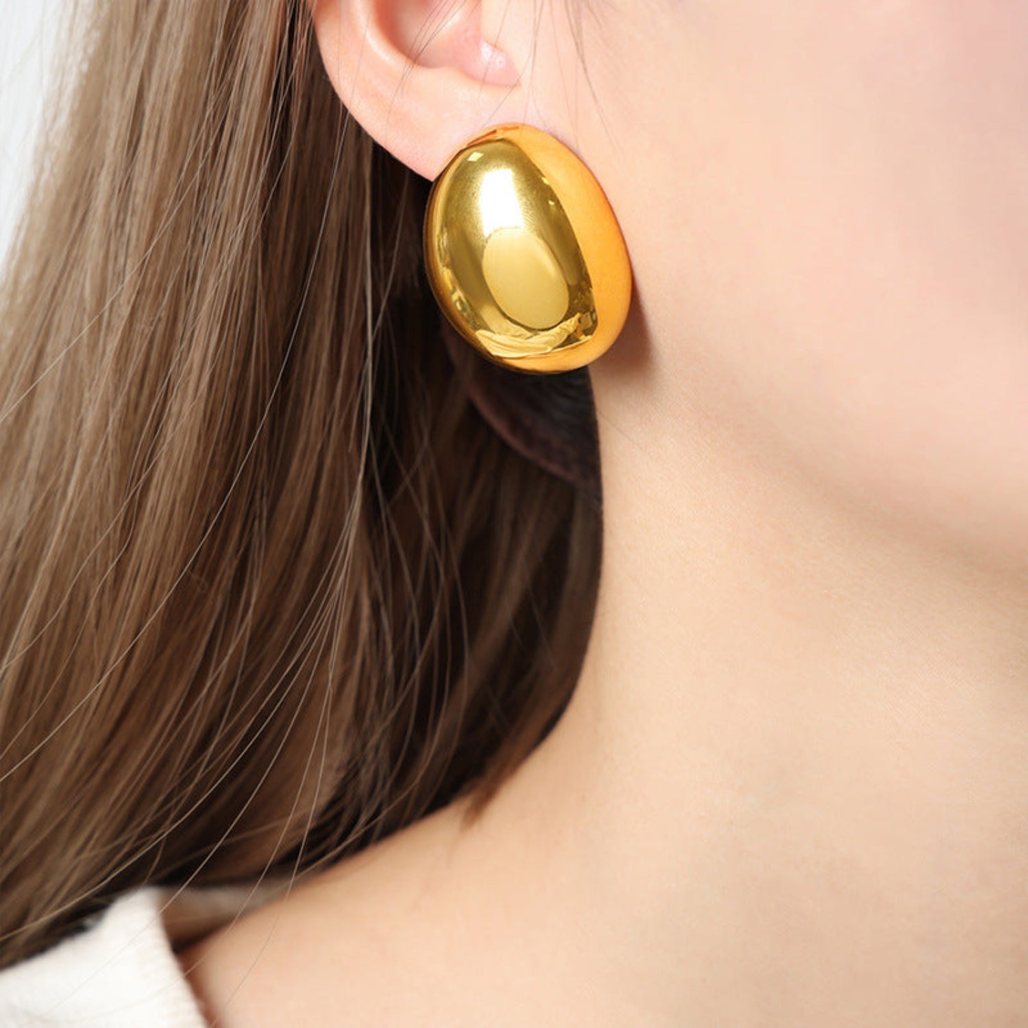 Polished Gold Egg Dome Stud Earrings JLT12437 | Just Lil Things at Broadway