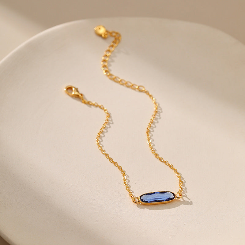 Just Lil Things Artificial Blue Crystal Charm Gold Chain Bracelets jltb0344 | Just Lil Things at Broadway