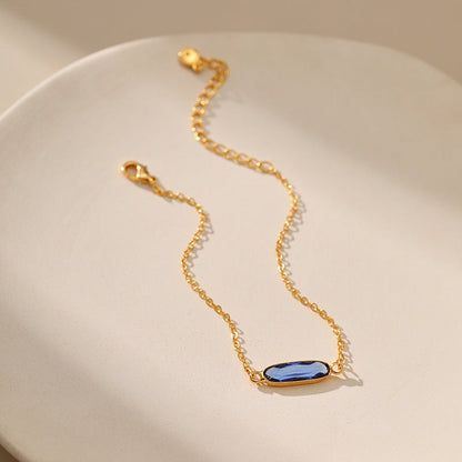Just Lil Things Artificial Blue Crystal Charm Gold Chain Bracelets jltb0344 | Just Lil Things at Broadway